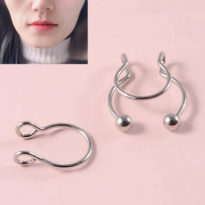 

2pcs Minimalist Nose Ring, Antique silver