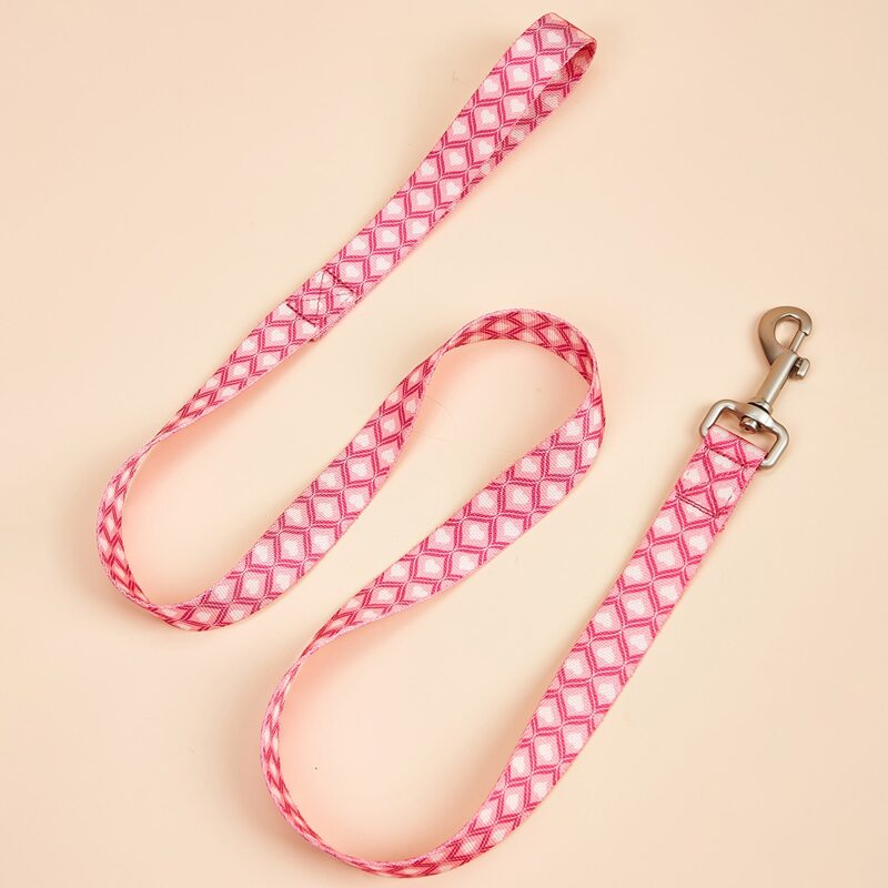 

Heart Print Pet Leash, Rose red
