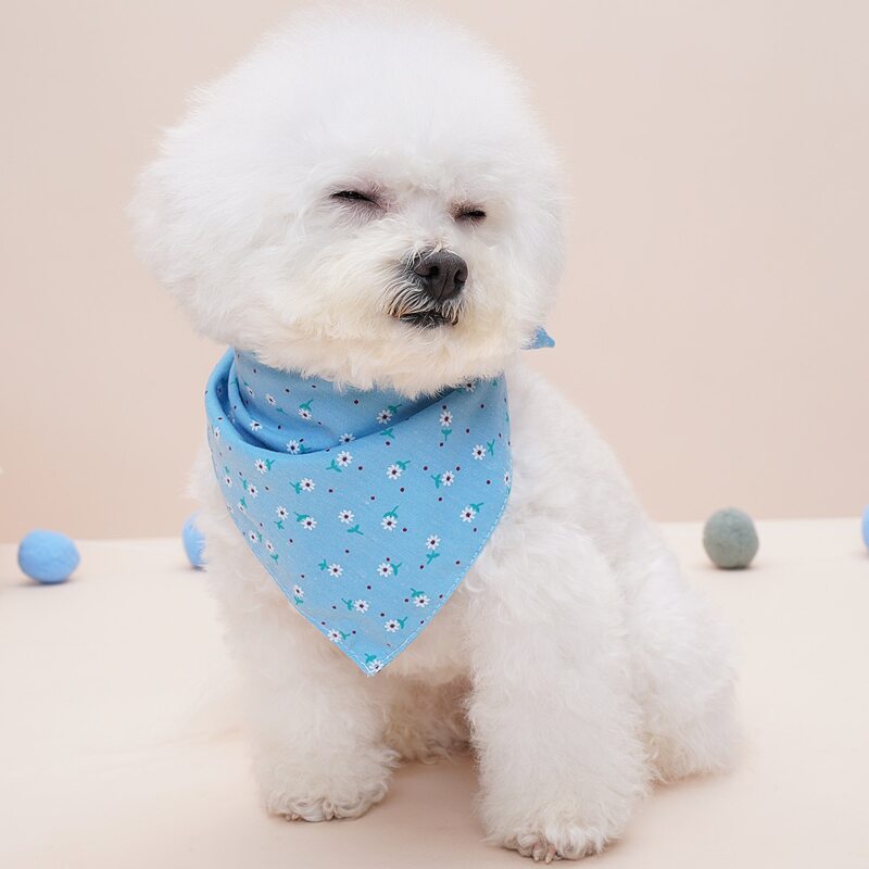 

Flower Print Pet Bandana, Blue