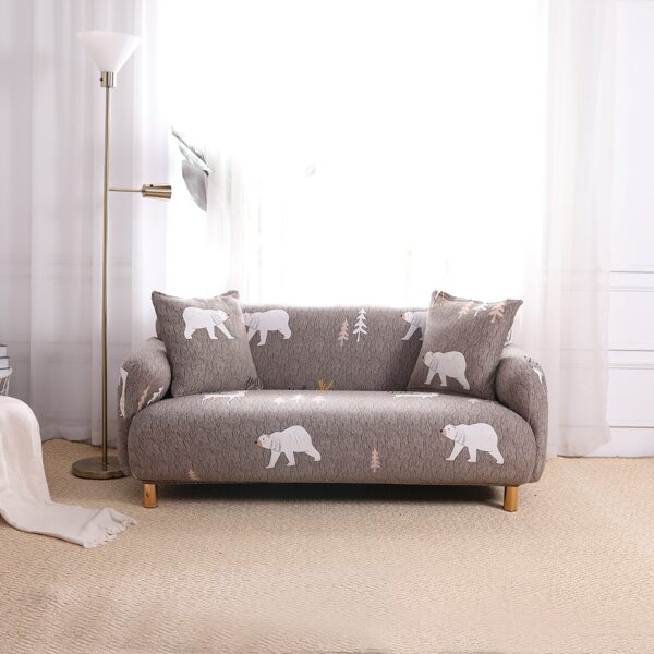 

Polar Bear Print Sofa Cover & 1pc Cushion Cover Without Filler, Khaki