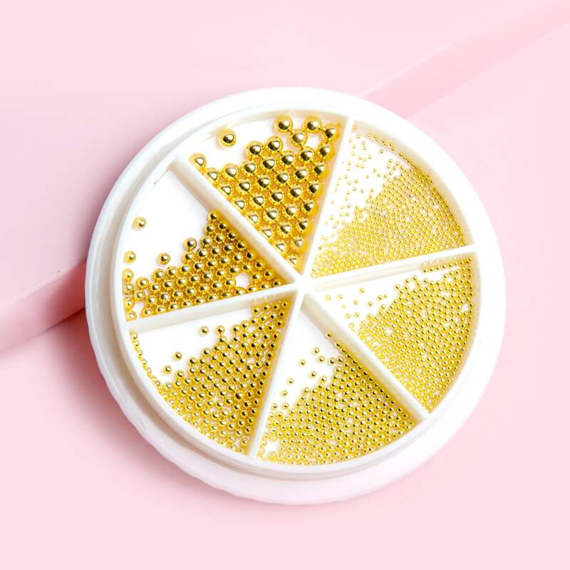 

1box Ball Shaped Nail Art Decoration, Gold