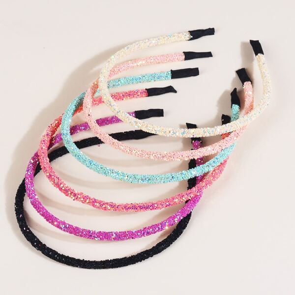 

6pcs Toddler Girls Glitter Hair Hoop, Multicolor