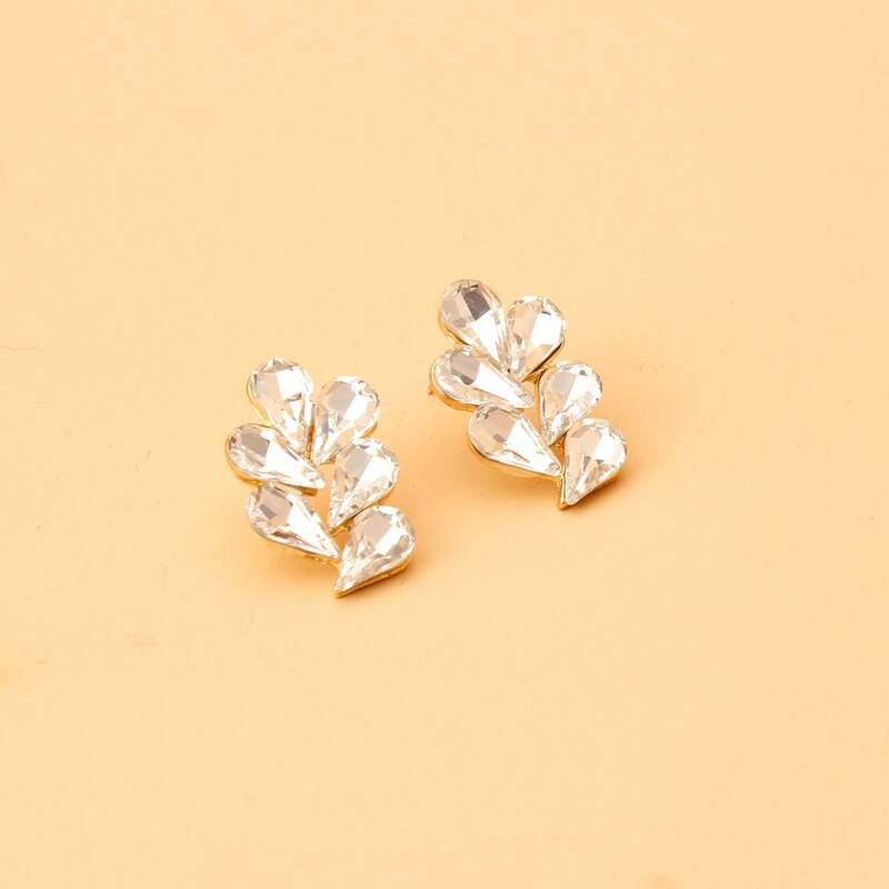 

Rhinestone Water Drop Stud Earrings, Silver