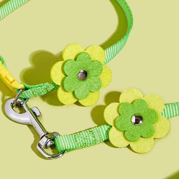

1pc Flower Decor Pet Collar & 1pc Pet Leash, Multicolor