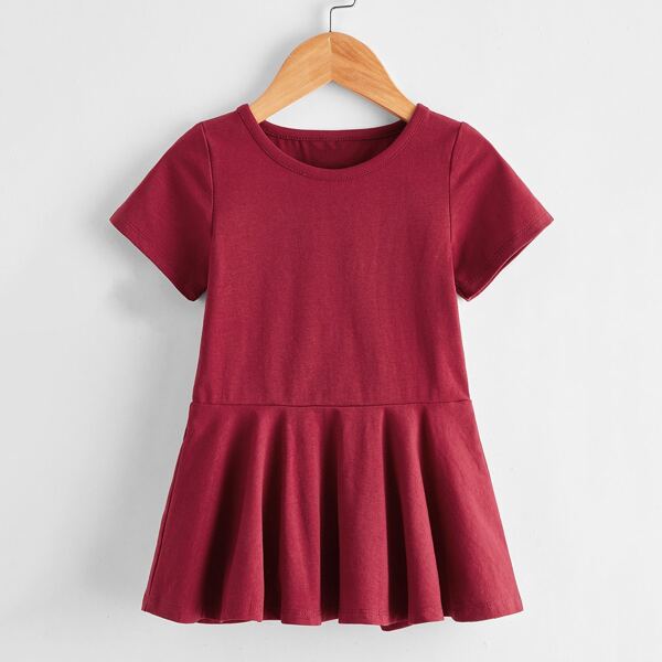 

Baby Girl Solid Babydoll Dress, Rose red