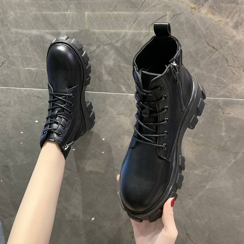 

Chunky Sole Combat Boots, Black