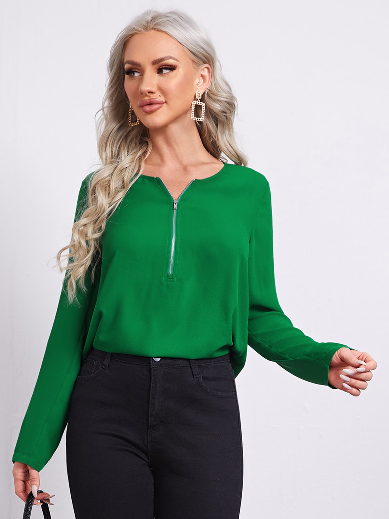 Zipper Half Placket Solid Top thumbnail