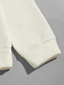 Manfinity 男士貼布細節前口袋連帽衫 - 米色 - 查看 3