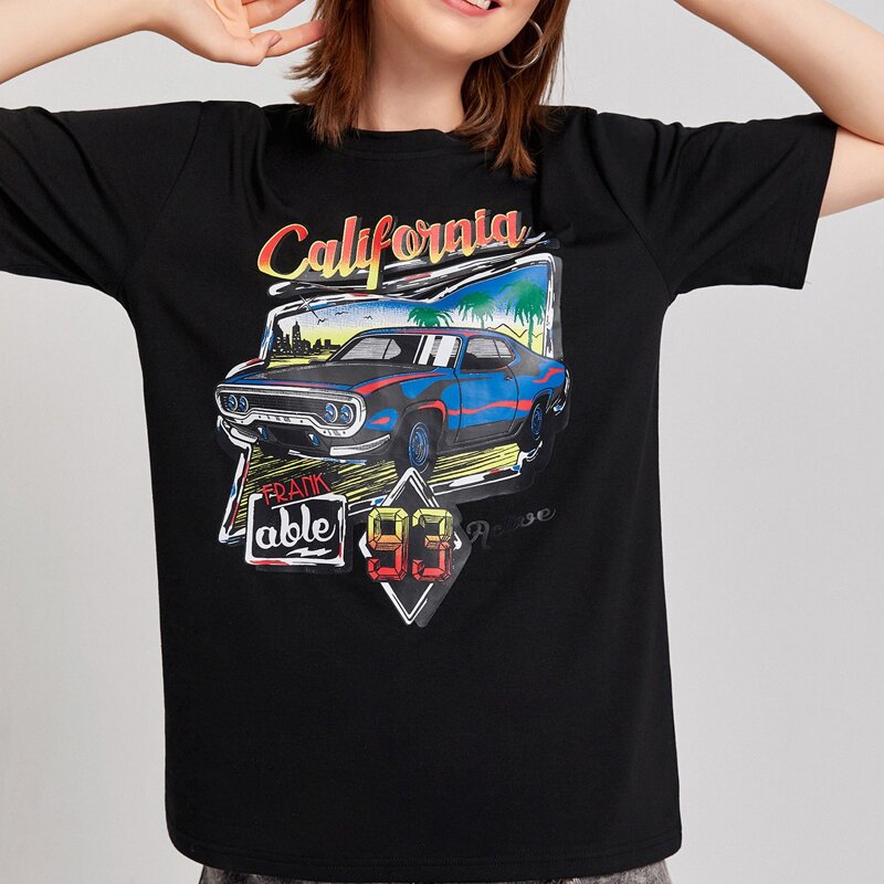 

Car & Letter Graphic Tee, Black