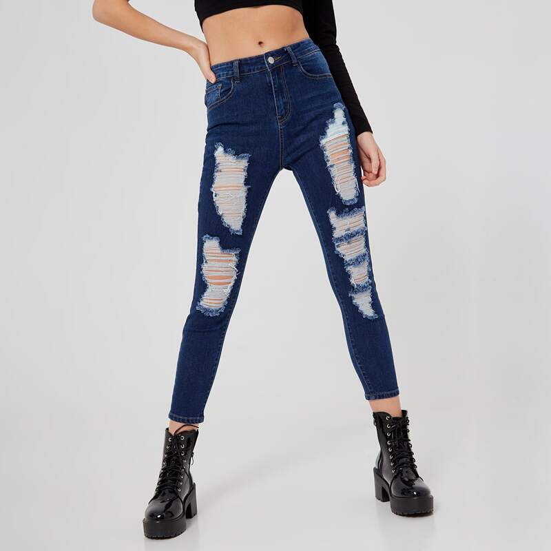 

Distressed Skinny Jeans, Dark wash