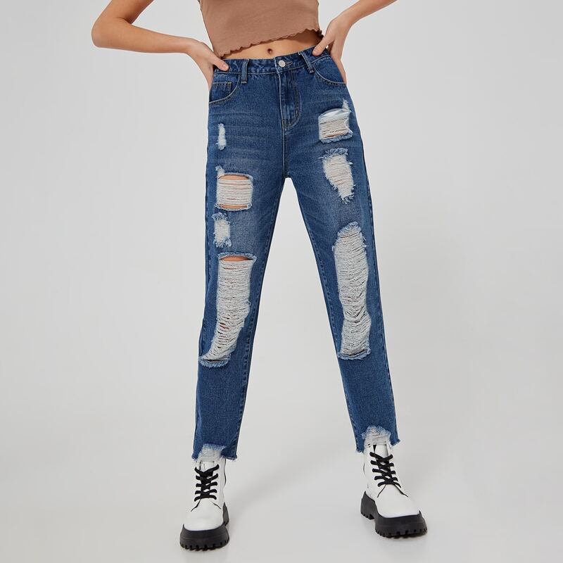 

Distressed Ripped Jeans, Medium wash