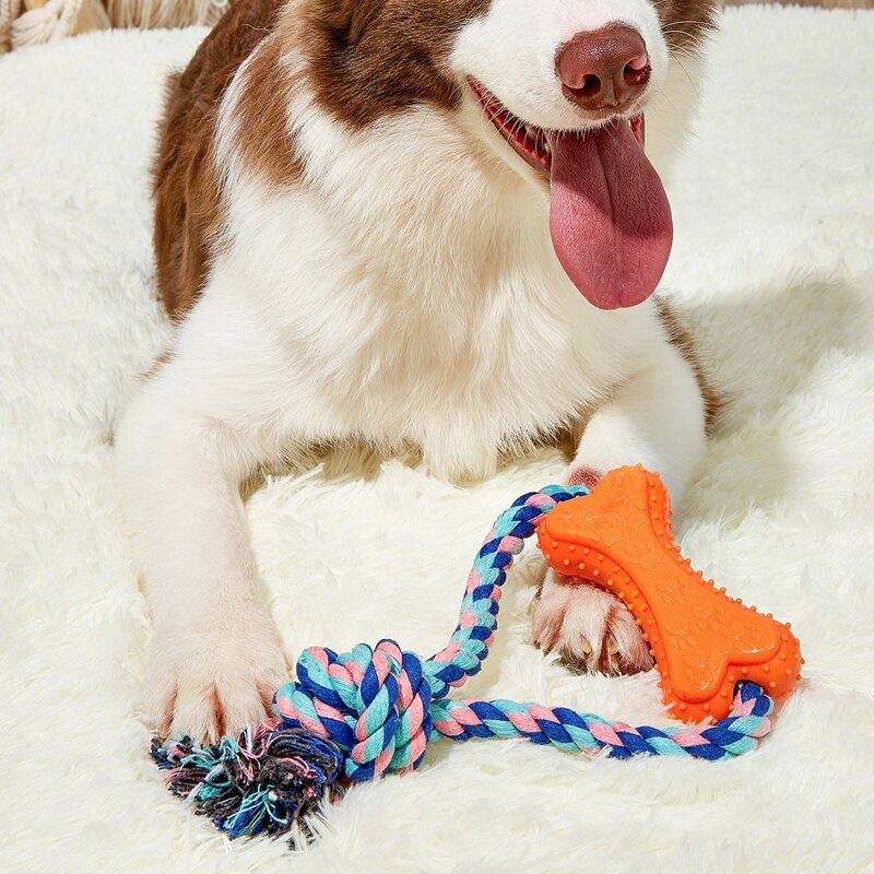

1pc Random Color Cotton Rope Pet Chew Toy, Orange