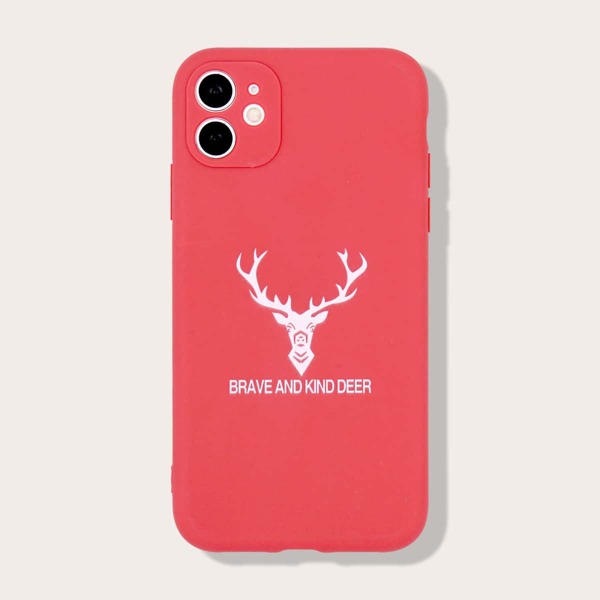 

Deer Print iPhone Case, Red