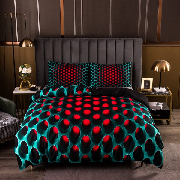 

3D Pattern Duvet Cover Set Without Filler, Multicolor