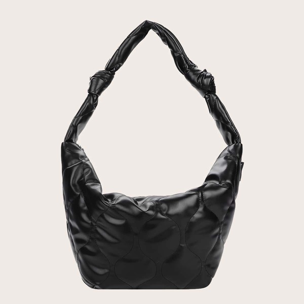 

Large Capacity Quilted Shoulder Bag, Black