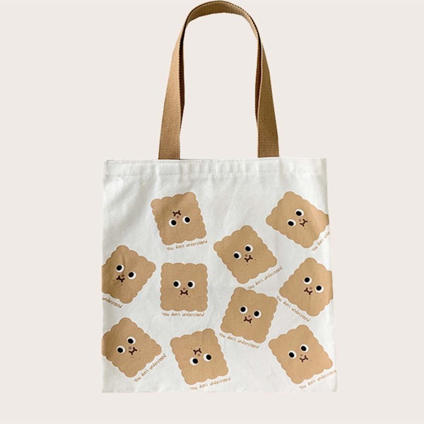 

Cartoon Graphic Shopper Bag, White