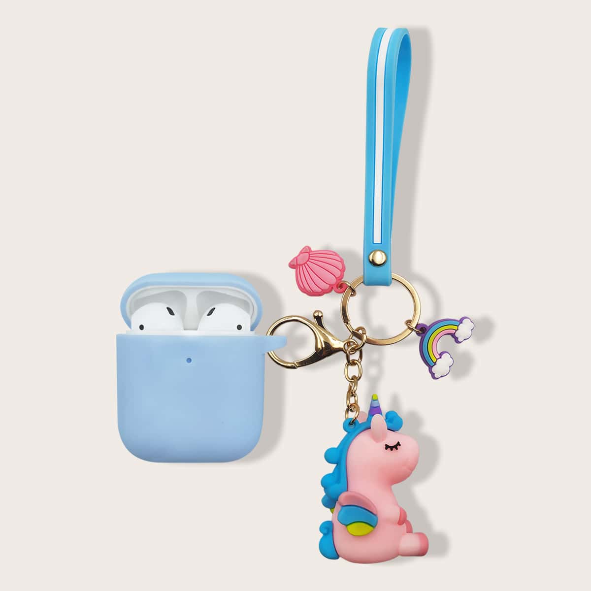 

Unicorn Pendant Silicone Airpods Case, Blue