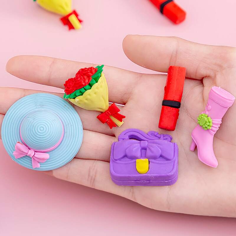 

5pcs Cartoon Eraser Set, Multicolor
