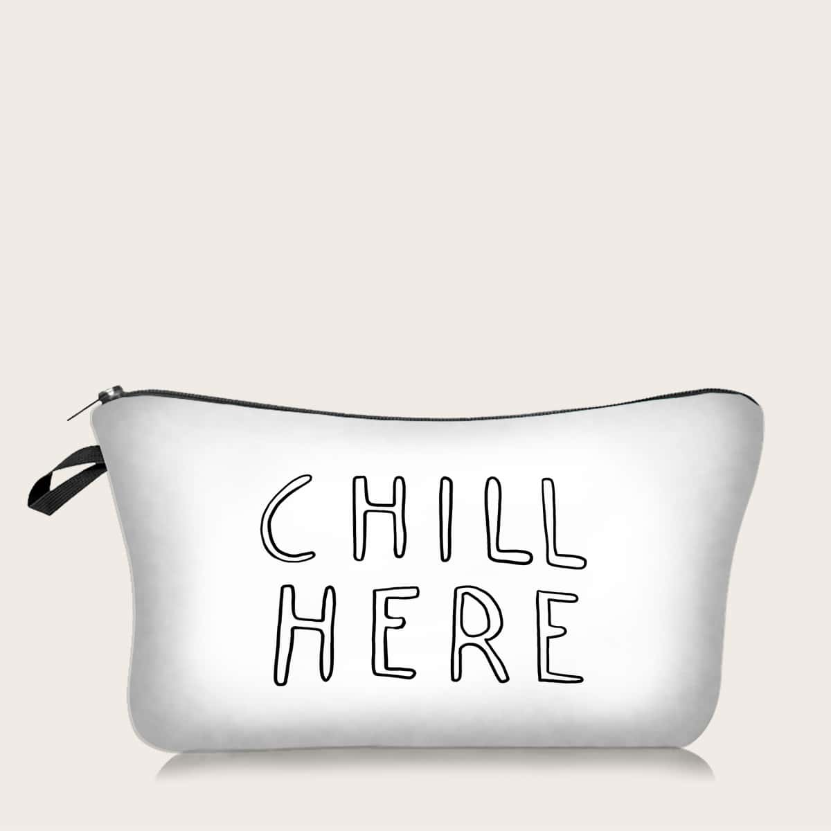 

Letter Graphic Makeup Bag, White