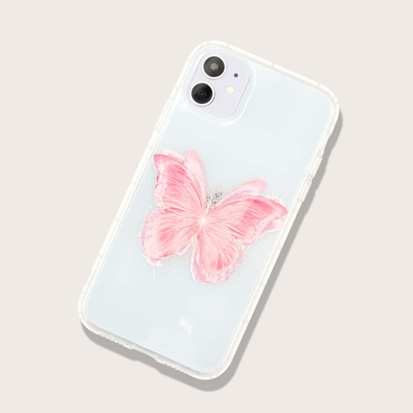 

Чехол для iPhone с принтом бабочки, Прозрачный