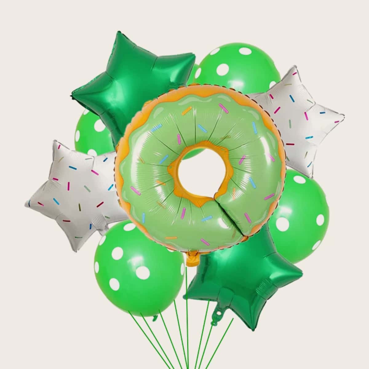 

10pcs Doughnut & Star Shaped Balloon Set, Multicolor
