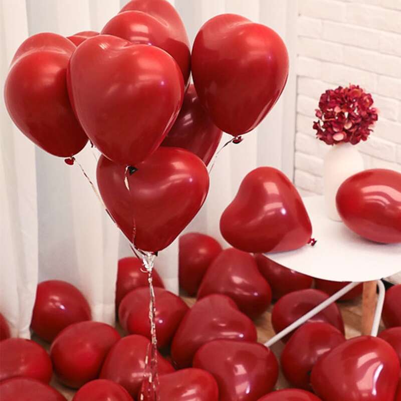 

10pcs Heart Decorative Balloon, Red