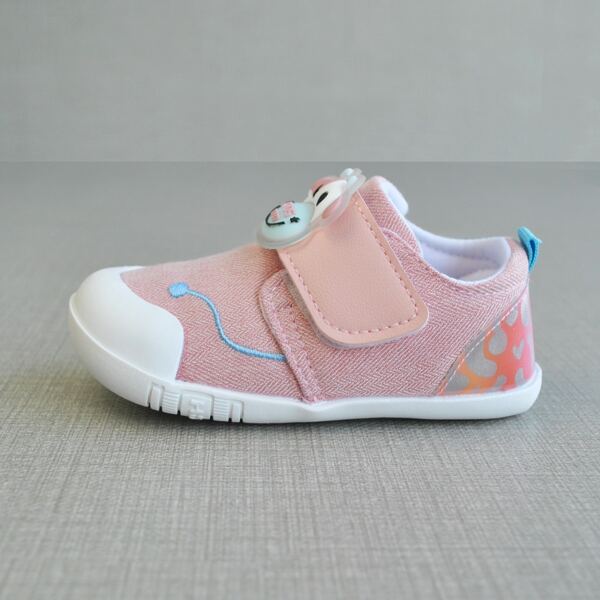 

Baby Girl Cartoon Decor Velcro Strap Sneakers, Pink