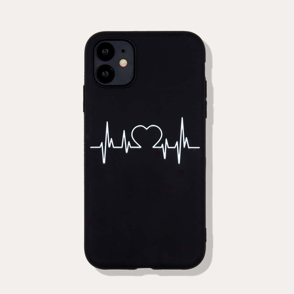 

Чехол для iPhone с принтом сердечка, Чёрный