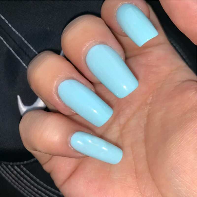 

24pcs Plain Fake Nail & 24pcs Tape & 1pc Nail File, Baby blue