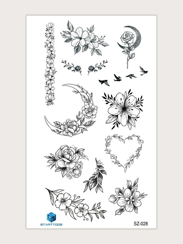 1sheet Flower Moon Pattern Tattoo Sticker Shein Eur