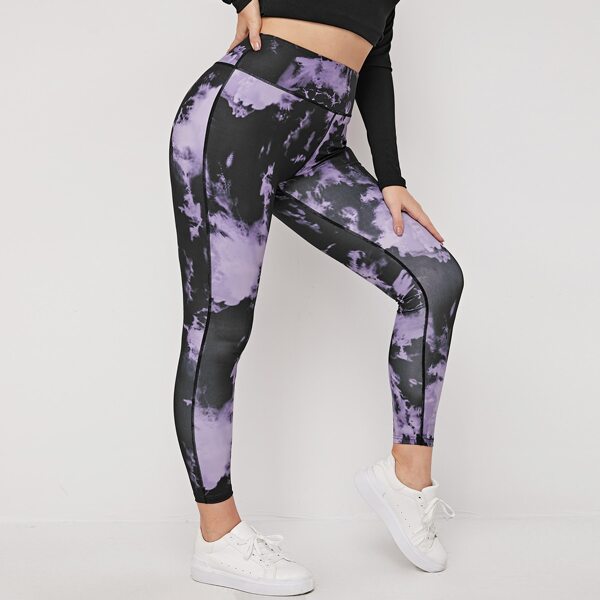

Спортивные колготки oversize с узором тай-дай, Многоцветный