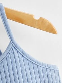 SHEIN Tween Girl Rib-Knit Cami Top - Baby Blue - View 3