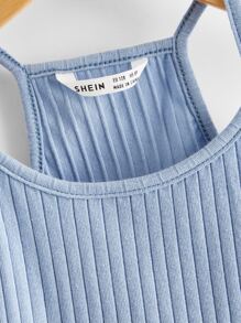 SHEIN Tween Girl Rib-Knit Cami Top - Baby Blue - View 4