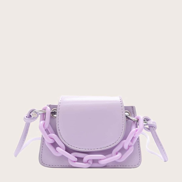 

Mini Girls Minimalist Chain Satchel Bag, Purple