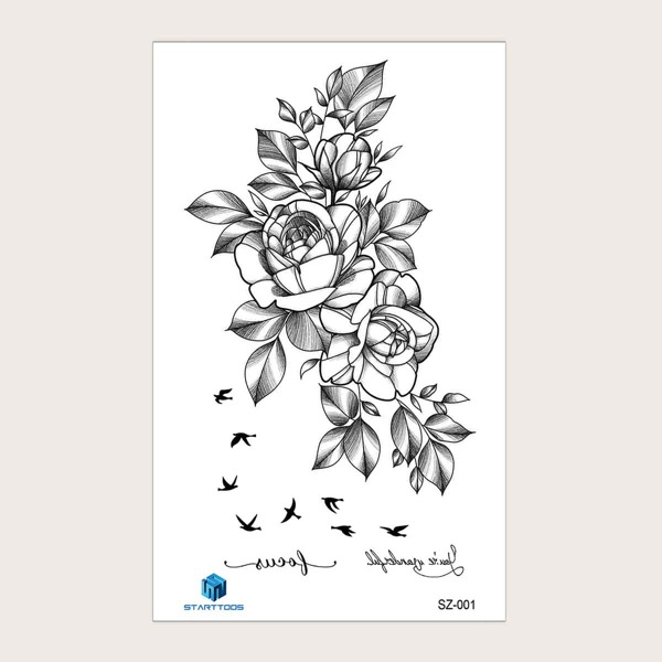 

Со цветочками Татуировки, Черный и белый