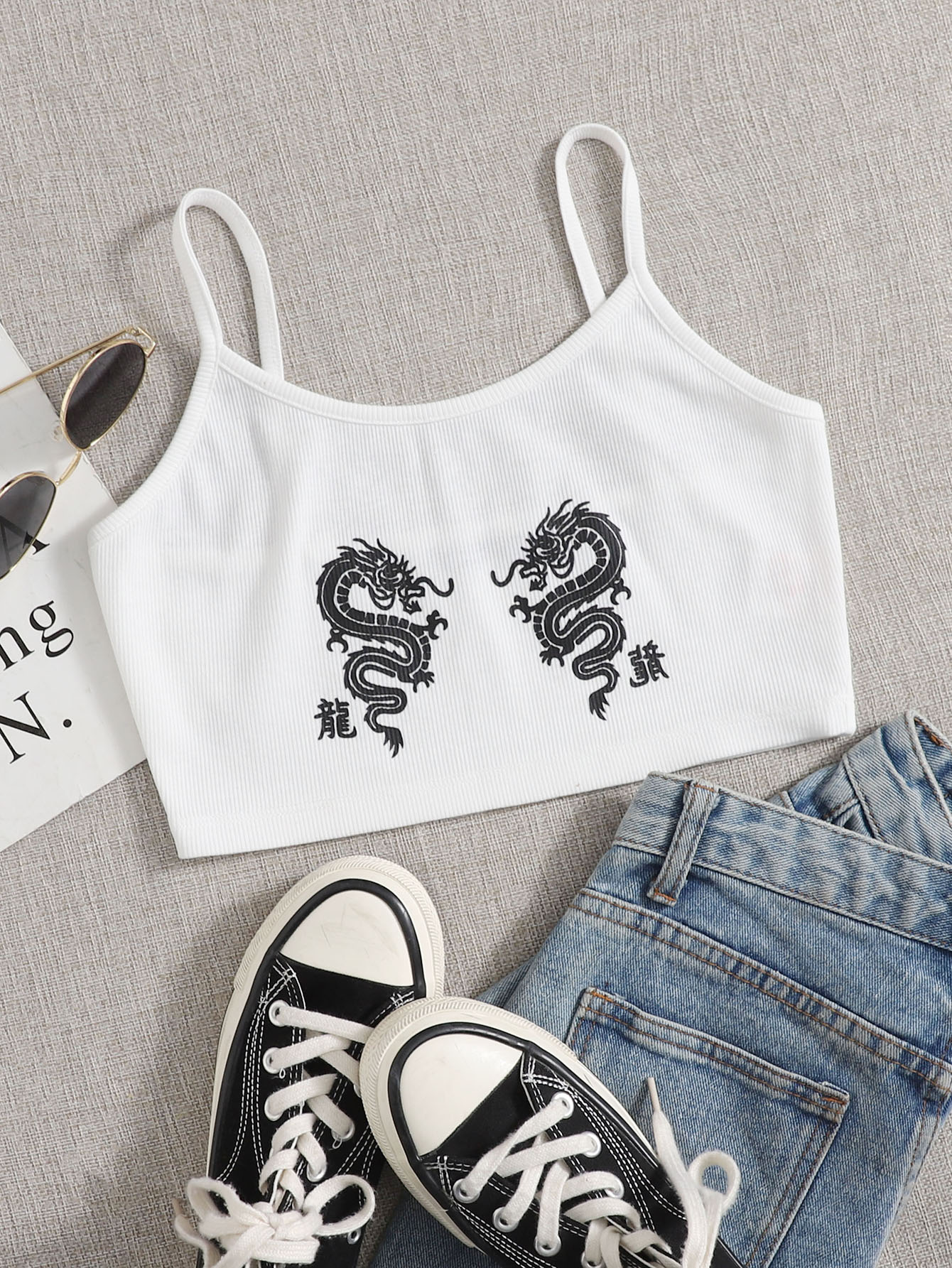 Dragon Graphic Cropped Cami Top thumbnail
