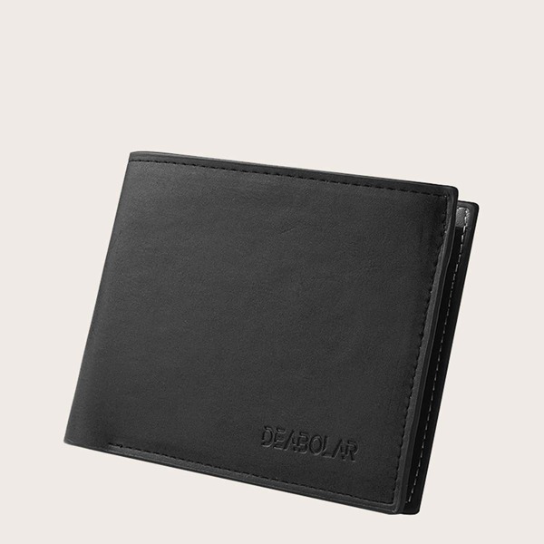 

Men Letter Graphic Fold Over Small Wallet, Black