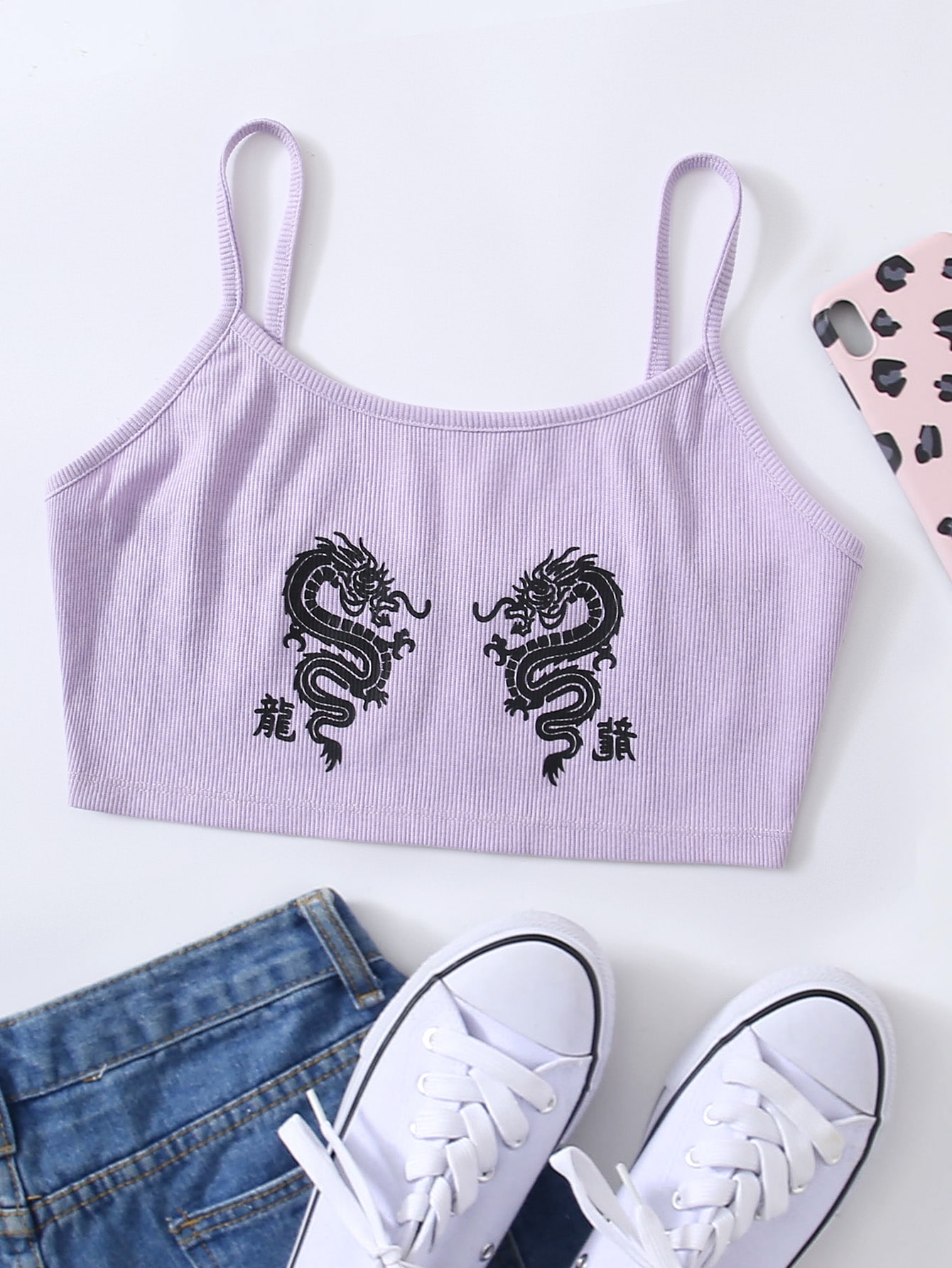 Dragon Graphic Cropped Cami Top thumbnail