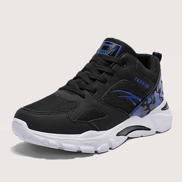 

Men Camo Detail Mesh Panel Sneakers, Black