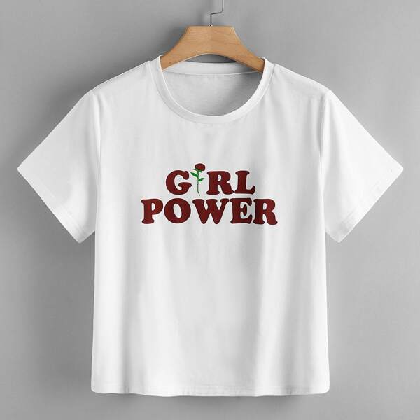 

Plus Rose And Letter Graphic Tee, White