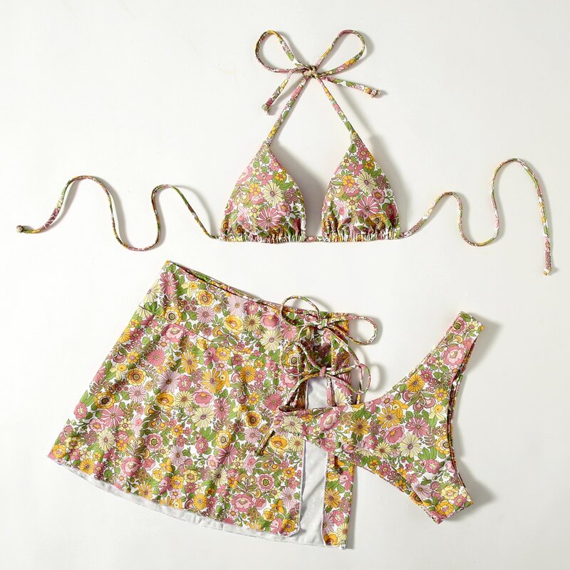 

3pack Ditsy Floral Bikini Swimsuit, Multicolor