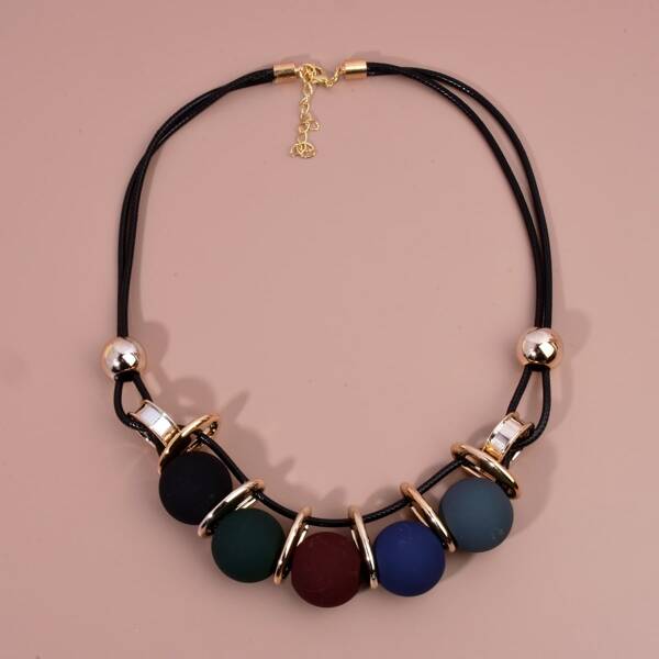 

Bead Decor Necklace, Multicolor