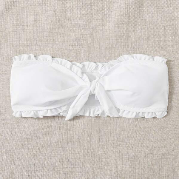 

Frill Knot Bandeau Bikini Top, White