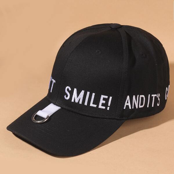 

Letter Embroidered Baseball Cap, Black