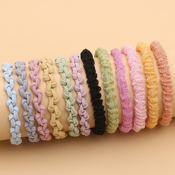 

12pcs Simple Plain Hair Tie, Multicolor