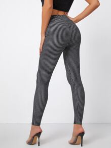 SHEIN Essnce Leggings de cuadros de cintura ancha