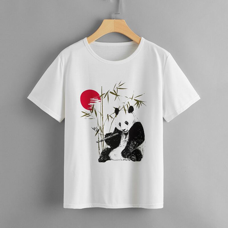 

Sun & Panda Graphic Tee, White