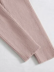 SHEIN Qutie Tie Front Rib-knit Cardigan - Baby Pink - View 5
