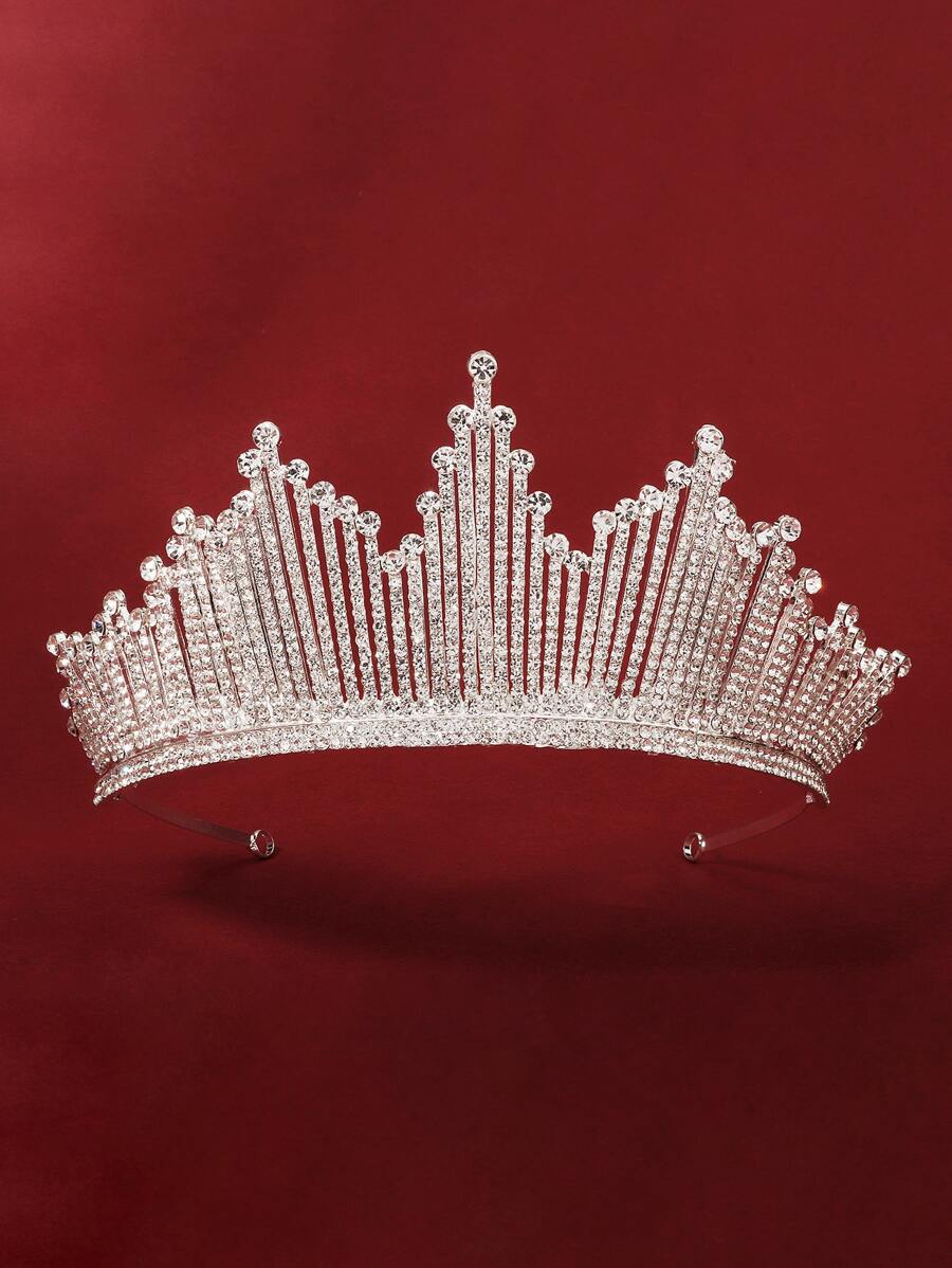 Crown Design Rhinestone Overlay Hair Accessory - Silver - View 1