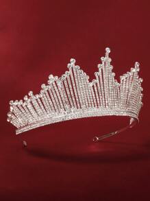 Crown Design Rhinestone Overlay Hair Accessory - Silver - View 2